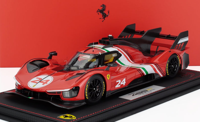 FERRARI | 499P 3.0L TURBO V6 N 24 MODIFICATA LAUNCH VERSION 2023 - CON VETRINA - WITH SHOWCASE | RED WHITE BLACK