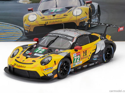 Porsche 911 991-2 4.2L RSR-19 Team Hubauto Racing N°72 24h Le Mans 2021 Maxime Martin - Alvaro Parente - Dries Vanthoor 1:18 IXO Models žltá čierna strieborná