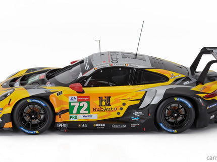 Porsche 911 991-2 4.2L RSR-19 Team Hubauto Racing N°72 24h Le Mans 2021 Maxime Martin - Alvaro Parente - Dries Vanthoor 1:18 IXO Models žltá čierna strieborná