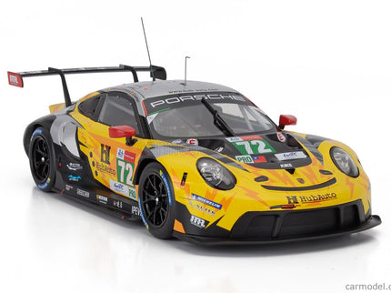 Porsche 911 991-2 4.2L RSR-19 Team Hubauto Racing N°72 24h Le Mans 2021 Maxime Martin - Alvaro Parente - Dries Vanthoor 1:18 IXO Models žltá čierna strieborná
