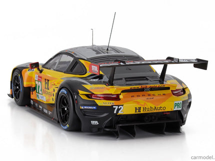 Porsche 911 991-2 4.2L RSR-19 Team Hubauto Racing N°72 24h Le Mans 2021 Maxime Martin - Alvaro Parente - Dries Vanthoor 1:18 IXO Models žltá čierna strieborná