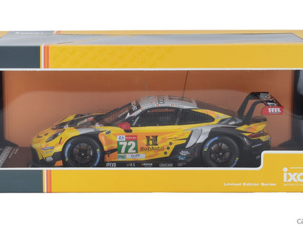 Porsche 911 991-2 4.2L RSR-19 Team Hubauto Racing N°72 24h Le Mans 2021 Maxime Martin - Alvaro Parente - Dries Vanthoor 1:18 IXO Models žltá čierna strieborná