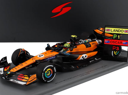 Mclaren F1 MCL39 Team Mclaren N°4 Majster Sveta Víťaz Monaco GP 2025 Lando Norris 1:18 Spark Model oranžová čierna
