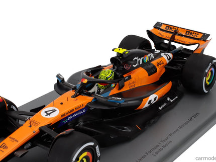 Mclaren F1 MCL39 Team Mclaren N°4 Majster Sveta Víťaz Monaco GP 2025 Lando Norris 1:18 Spark Model oranžová čierna