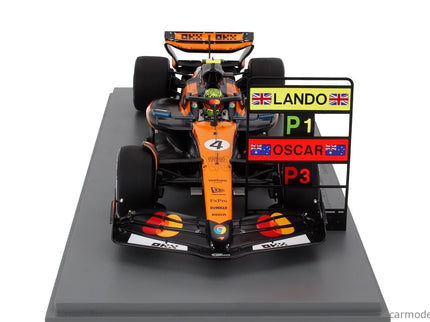 Mclaren F1 MCL39 Team Mclaren N°4 Majster Sveta Víťaz Monaco GP 2025 Lando Norris 1:18 Spark Model oranžová čierna