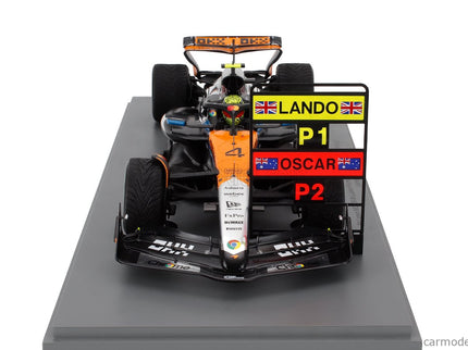 Mclaren F1 MCL39 Team Mclaren N°4 Majster Sveta Víťaz Silverstone British GP 2025 Lando Norris 1:18 Spark Model oranžová chrómová čierna
