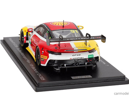 Porsche 911 992 GT3 R Team The Bend Motorsport Park N°91 12h Bathurst 2025 Laurin Heinrich - Yasser Shahin - Sam Shahin - Morris Schuring 1:43 Spark Model žltá červená biela