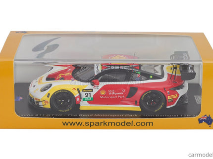 Porsche 911 992 GT3 R Team The Bend Motorsport Park N°91 12h Bathurst 2025 Laurin Heinrich - Yasser Shahin - Sam Shahin - Morris Schuring 1:43 Spark Model žltá červená biela