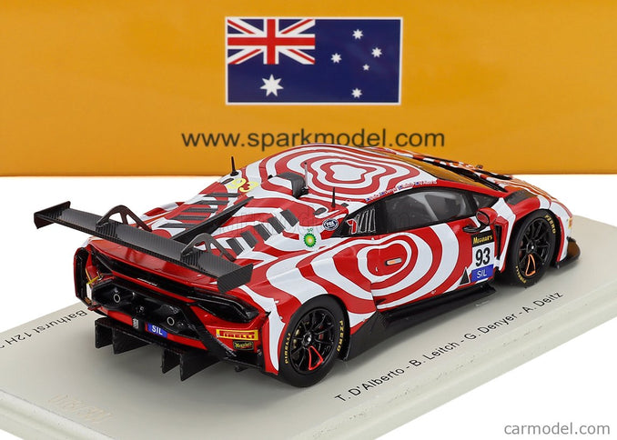 Lamborghini Huracan GT3 EVO2 Team Wall Racing N°93 12h Bathurst 2025 Tony D'alberto - Adrian Deitz - Grant Denyer - Brendon Leitch 1:43 Spark Model červená biela