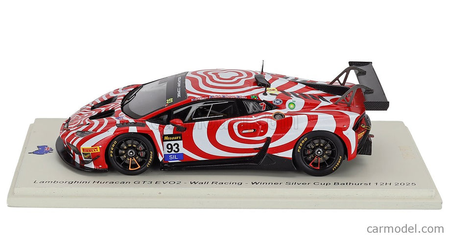 Lamborghini Huracan GT3 EVO2 Team Wall Racing N°93 12h Bathurst 2025 Tony D'alberto - Adrian Deitz - Grant Denyer - Brendon Leitch 1:43 Spark Model červená biela