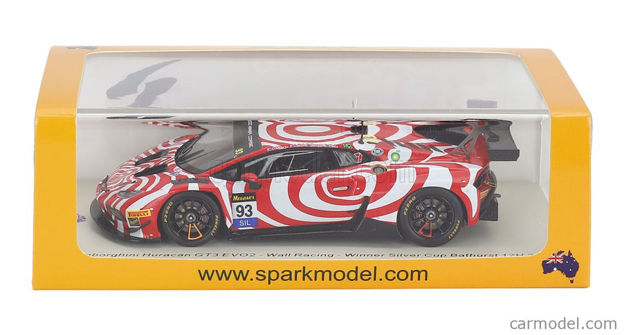 Lamborghini Huracan GT3 EVO2 Team Wall Racing N°93 12h Bathurst 2025 Tony D'alberto - Adrian Deitz - Grant Denyer - Brendon Leitch 1:43 Spark Model červená biela
