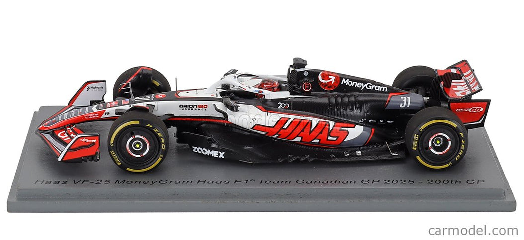 Haas F1 VF-25 Team Moneygram Haas N°31 Canada GP 2025 Esteban Ocon 1:43 Spark Model biela čierna červená