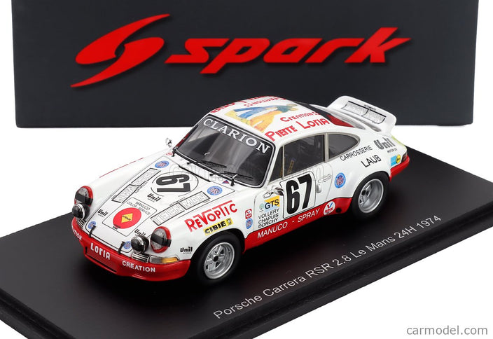 Porsche 911 2.8L RSR Carrera Team Porsche Club Romand N°67 24h Le Mans 1974 William Vollery - Eric Chapuis - Roger Dorchy 1:43 Spark Model biela červená