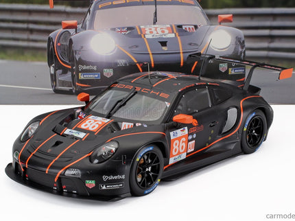 Porsche 911 991 RSR-19 4.2L Team GR Racing N°86 24h Le Mans 2022 Michael Wainwright - Riccardo Pera - Ben Barker 1:18 IXO Models matná čierna oranžová