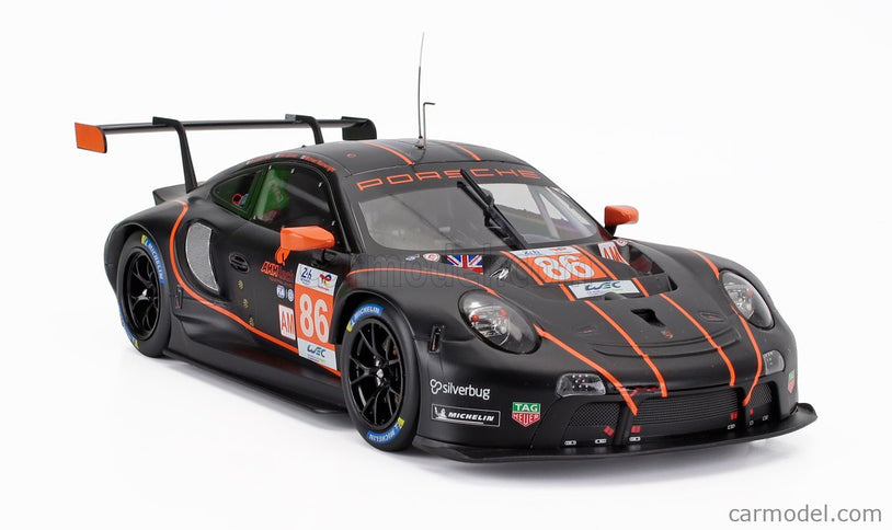 Porsche 911 991 RSR-19 4.2L Team GR Racing N°86 24h Le Mans 2022 Michael Wainwright - Riccardo Pera - Ben Barker 1:18 IXO Models matná čierna oranžová