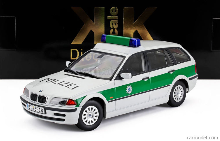 BMW 3-SERIES (E46) Touring SW Station Wagon Polizei 1999 1:18 KK Scale biela zelená