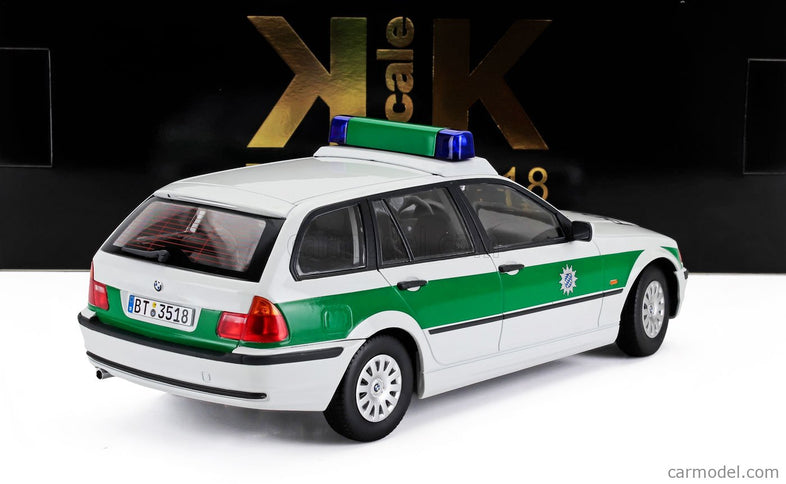 BMW 3-SERIES (E46) Touring SW Station Wagon Polizei 1999 1:18 KK Scale biela zelená