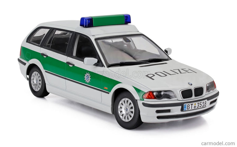 BMW 3-SERIES (E46) Touring SW Station Wagon Polizei 1999 1:18 KK Scale biela zelená