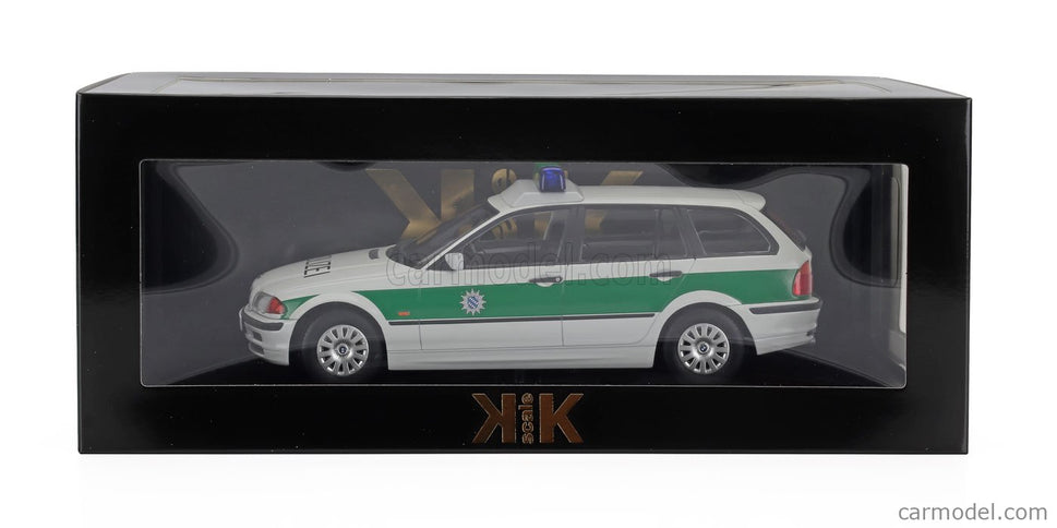 BMW 3-SERIES (E46) Touring SW Station Wagon Polizei 1999 1:18 KK Scale biela zelená