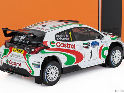 Toyota Yaris GR RALLY2 Hybrid N°1 Víťaz Rally Voyonic Grampian Forest 2024 Chris Ingram - Alexander Kihurani 1:18 IXO Models biela červená zelená