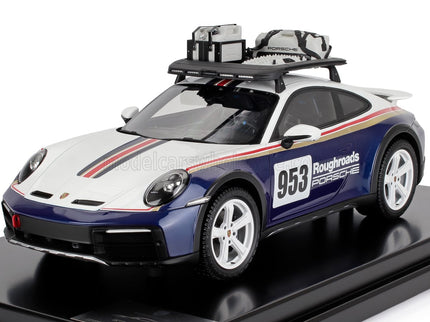 PORSCHE | 911 992 N 953 RALLY DAKAR ROUGHROADS WITH PACK ROOF ACCESSORIES 2023 - CON VETRINA - WITH SHOWCASE | WHITE BLUE