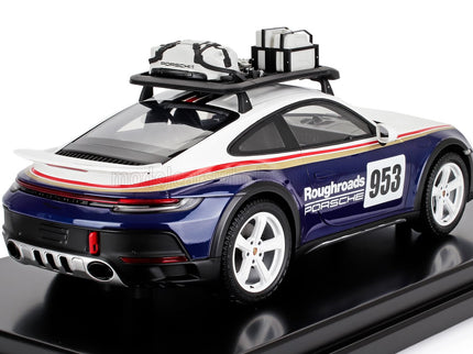 PORSCHE | 911 992 N 953 RALLY DAKAR ROUGHROADS WITH PACK ROOF ACCESSORIES 2023 - CON VETRINA - WITH SHOWCASE | WHITE BLUE