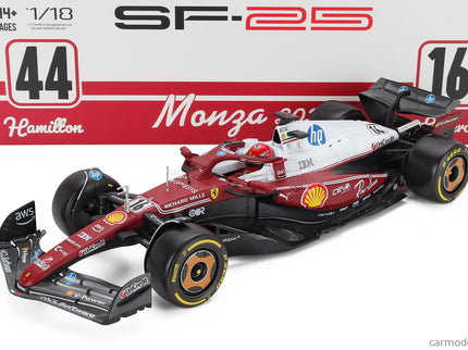 Ferrari F1 SF-25 Team Scuderia Ferrari HP N°16 Monza Italy GP 2025 Charles Leclerc - Niki Lauda 50th Anniversary Majster Sveta 1:18 Bburago červená biela
