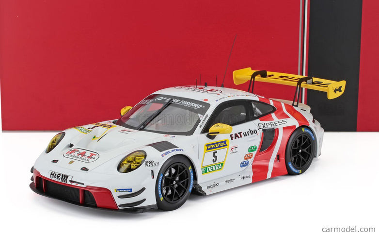 Porsche 911 992 GT3 R Team Herberth Motorsport N°5 24h Nurburgring 2024 Robert Renauer - Vincent Kolb - Dennis Olsen - Matt Campbell 1:18 IXO Models biela červená