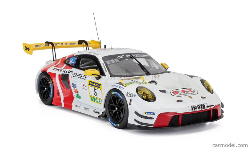 Porsche 911 992 GT3 R Team Herberth Motorsport N°5 24h Nurburgring 2024 Robert Renauer - Vincent Kolb - Dennis Olsen - Matt Campbell 1:18 IXO Models biela červená