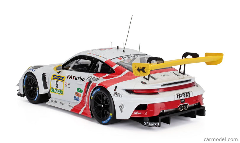 Porsche 911 992 GT3 R Team Herberth Motorsport N°5 24h Nurburgring 2024 Robert Renauer - Vincent Kolb - Dennis Olsen - Matt Campbell 1:18 IXO Models biela červená