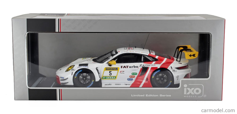 Porsche 911 992 GT3 R Team Herberth Motorsport N°5 24h Nurburgring 2024 Robert Renauer - Vincent Kolb - Dennis Olsen - Matt Campbell 1:18 IXO Models biela červená