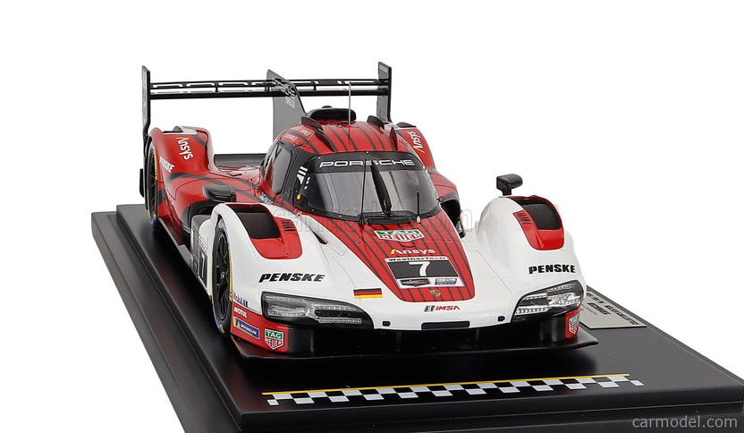 Porsche 963 9RD 4.6L Turbo V8 Team Porsche Penske Motorsport N°7 Víťaz IMSA 24h Daytona 2025 Felipe Nasr - Nick Tandy - Laurens Vanthoor 1:18 Spark Model biela červená