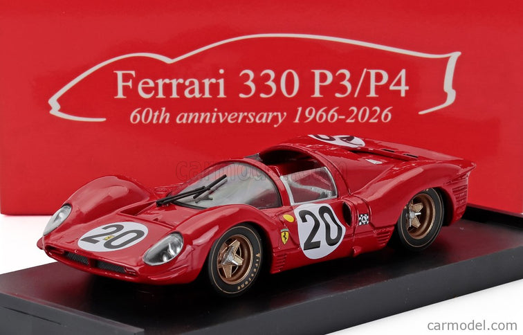 Ferrari 330P4 4.0L V12 Spider Team Spa Ferrari Sefac N°20 24h Le Mans 1967 Chris Amon - Nino Vaccarella 1:43 Brumm červená