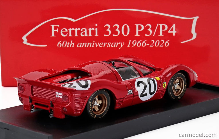 Ferrari 330P4 4.0L V12 Spider Team Spa Ferrari Sefac N°20 24h Le Mans 1967 Chris Amon - Nino Vaccarella 1:43 Brumm červená