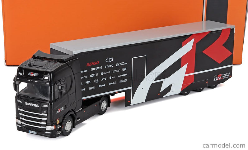 Scania S-Series Nákladiak Car Transporter Team Toyota GR Racing Rally 2024 1:43 IXO Models čierna