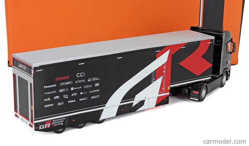 Scania S-Series Nákladiak Car Transporter Team Toyota GR Racing Rally 2024 1:43 IXO Models čierna