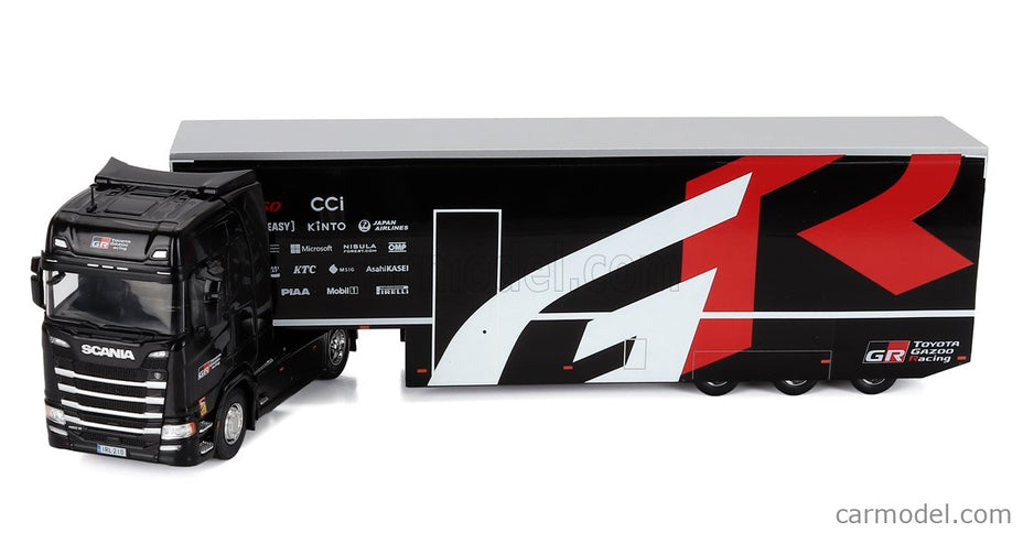 Scania S-Series Nákladiak Car Transporter Team Toyota GR Racing Rally 2024 1:43 IXO Models čierna