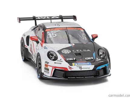 Porsche 911 992 GT3 Cup N°15 2. Miesto Race 1 Porsche Cup Oschersleben 2024 Janne Stiak 1:43 IXO Models biela čierna