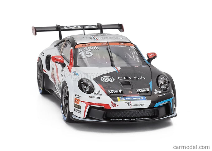 Porsche 911 992 GT3 Cup N°15 2. Miesto Race 1 Porsche Cup Oschersleben 2024 Janne Stiak 1:43 IXO Models biela čierna