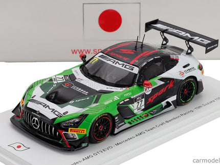 Mercedes Benz AMG GT3 EVO 6.2L V8 Team Craft Bamboo Racing N°77 10. Miesto 1000km Suzuka 2025 Kakunoshin Ohta - Maximilian Gotz - Ralf Aron 1:43 Spark Model zelená čierna