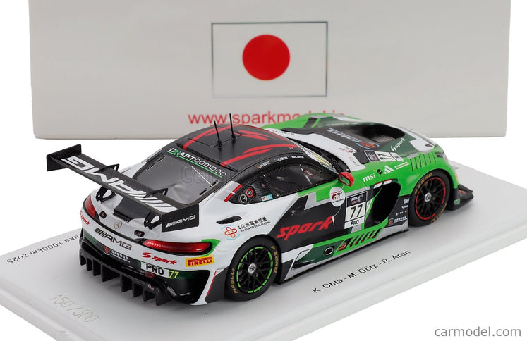 Mercedes Benz AMG GT3 EVO 6.2L V8 Team Craft Bamboo Racing N°77 10. Miesto 1000km Suzuka 2025 Kakunoshin Ohta - Maximilian Gotz - Ralf Aron 1:43 Spark Model zelená čierna