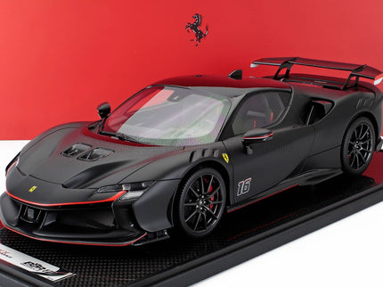 FERRARI | SF90 XX STRADALE N 16 PERSONAL CAR CHARLES LECLERC 2024 - CON VETRINA - WITH SHOWCASE | MATT BLACK RED