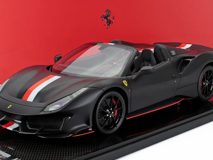 FERRARI | 488 PISTA SPIDER N 16 PERSONAL CAR CHARLES LECLERC 2024 - CON VETRINA - WITH SHOWCASE | MATT BLACK