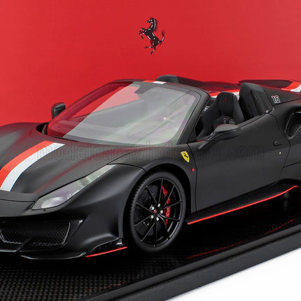 FERRARI | 488 PISTA SPIDER N 16 PERSONAL CAR CHARLES LECLERC 2024 - CON VETRINA - WITH SHOWCASE | MATT BLACK