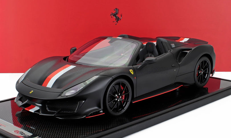 FERRARI | 488 PISTA SPIDER N 16 PERSONAL CAR CHARLES LECLERC 2024 - CON VETRINA - WITH SHOWCASE | MATT BLACK