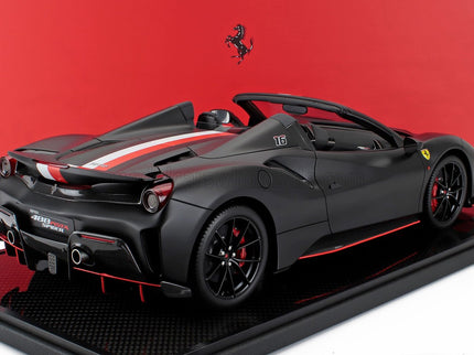 FERRARI | 488 PISTA SPIDER N 16 PERSONAL CAR CHARLES LECLERC 2024 - CON VETRINA - WITH SHOWCASE | MATT BLACK
