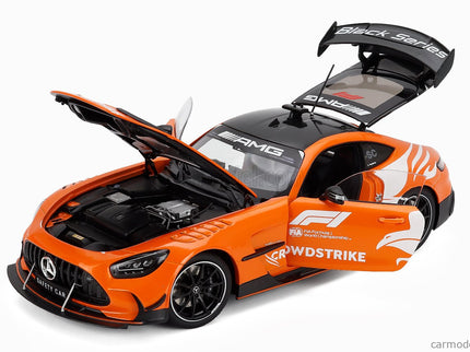 Mercedes Benz AMG GT V8 Black Series F1 Safety Car Crowdstrike British Silverstone GP 2025 Bernd Maylander 1:18 Minichamps oranžová biela čierna