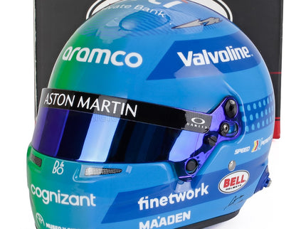 BELL HELMET | CASCO HELMET F1 FERNANDO ALONSO TEAM ASTON MARTIN ARAMCO COGNIZANT N 14 USA LAS VEGAS GP 2024 | BLUE GREEN