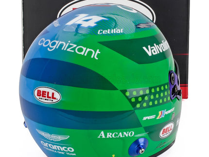 BELL HELMET | CASCO HELMET F1 FERNANDO ALONSO TEAM ASTON MARTIN ARAMCO COGNIZANT N 14 USA LAS VEGAS GP 2024 | BLUE GREEN