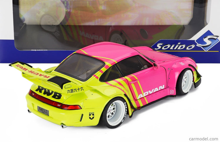 Porsche 911 993 RWB Bodykit Coupe 2024 1:18 Solido ružová žltá